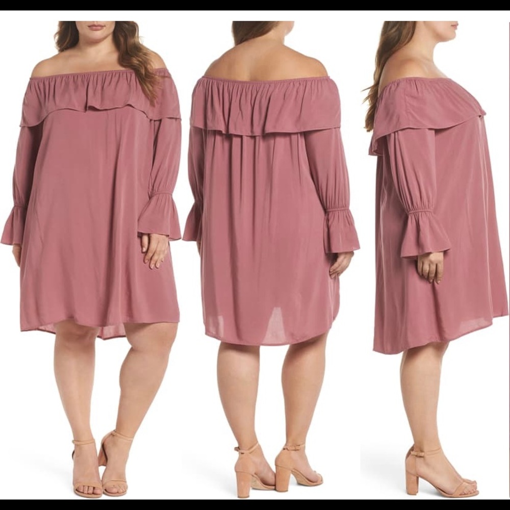 Ruffle Off-the-Shoulder shift dress